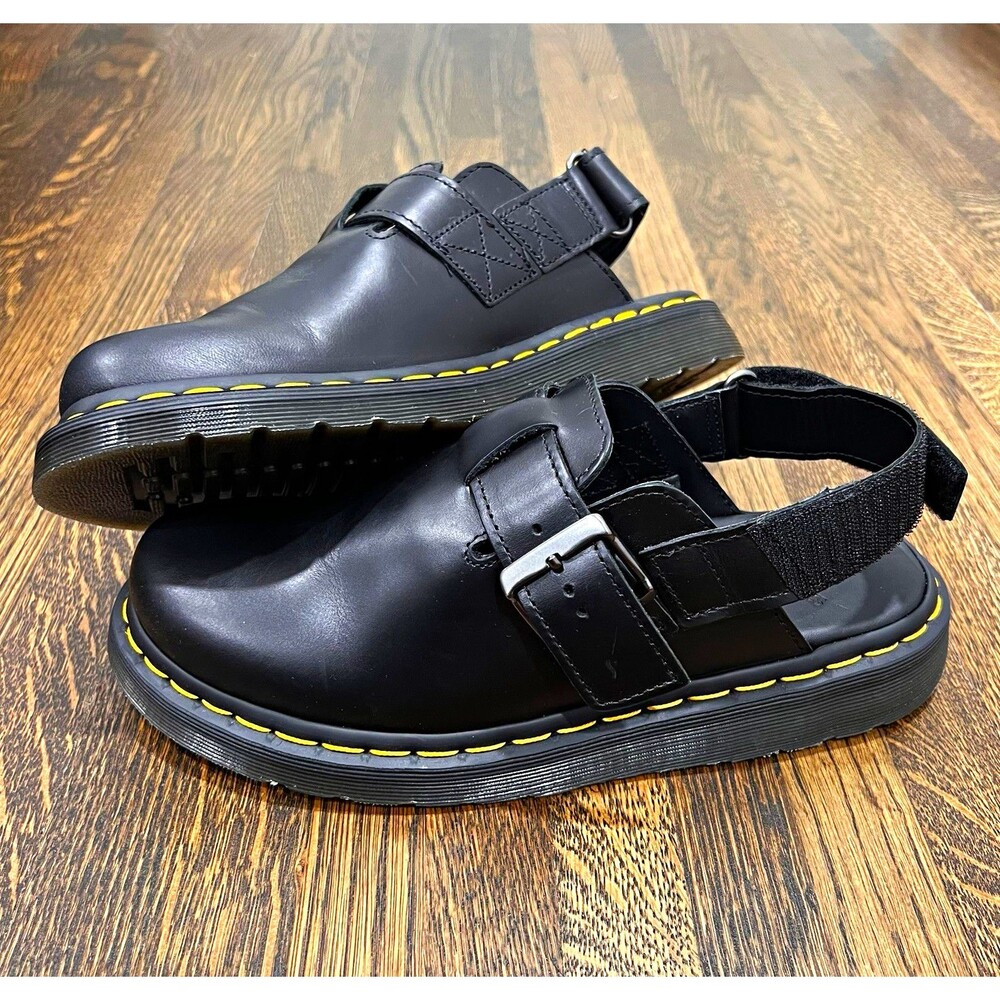 Dr. Martens Jorge II Black Leather Clog Buckle Sling Women US 9 - Men US 8
